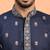 Navy blue floral thread embroidered designer kurta