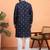 Navy blue floral thread embroidered designer kurta