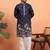 Navy blue floral thread embroidered designer kurta