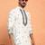 Yoke design embroidered cotton cream kurta