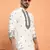Yoke design embroidered cotton cream kurta