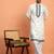 Yoke design embroidered cotton cream kurta