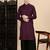 Purple cotton textured kurta pajama for mens