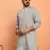 Cotton silk yoke design embroidered grey kurta