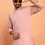 Cotton silk yoke design embroidered pink kurta