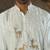 Cotton silk embroidered cream kurta
