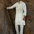 Cotton silk embroidered cream kurta
