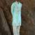 Cotton silk embroidered sky blue kurta