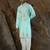 Cotton silk embroidered sky blue kurta