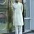 Cotton silk yoke design embroidered green kurta