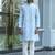 Cotton silk yoke design embroidered sky blue kurta