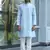 Cotton silk yoke design embroidered sky blue kurta