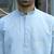 Cotton silk yoke design embroidered sky blue kurta