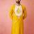 Vastramay men's yellow viscose kurta - long embroidered festive ethnic wear for wedding diwali
