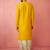 Vastramay men's yellow viscose embroidered kurta with beige tissue dhoti set - traditional wedding festive wear