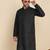 Cotton blend solid black kurta with pyjamas