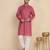 Cotton blend solid coral kurta with pyjamas