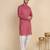 Cotton blend solid coral kurta with pyjamas