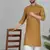 Cotton blend solid denim mustard kurta with pyjamas