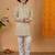Boys light green rayon embroidered sequined geometric kurta pyjama set