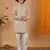 Boys light green rayon embroidered sequined geometric kurta pyjama set