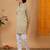 Boys light green rayon embroidered sequined geometric kurta pyjama set