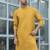 Cotton blend solid denim mustard kurta with pyjamas