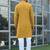 Cotton blend solid denim mustard kurta with pyjamas