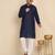 Cotton blend solid denim navy blue kurta with pyjamas