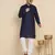 Cotton blend solid denim navy blue kurta with pyjamas