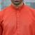 Cotton blend solid denim orange kurta with pyjamas