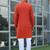 Cotton blend solid denim orange kurta with pyjamas