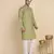 Cotton blend solid knee length pastel green kurta