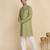 Cotton blend solid knee length pastel green kurta