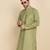 Cotton blend solid knee length pastel green kurta
