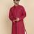 Cotton blend solid denim red kurta with pyjamas