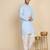 Cotton blend solid denim sky blue kurta with pyjamas