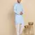 Cotton blend solid denim sky blue kurta with pyjamas