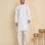 Cotton blend solid denim white kurta with pyjamas