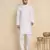 Cotton blend solid denim white kurta with pyjamas