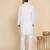 Cotton blend solid denim white kurta with pyjamas