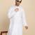 Cotton blend solid denim white kurta with pyjamas