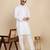 Cotton blend solid denim white kurta with pyjamas