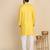 Cotton blend solid denim yellow kurta with pyjamas