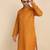 Floral printed cotton blend Orange kurta with pyjamas