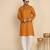 Floral printed cotton blend Orange kurta with pyjamas