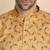 Floral printed cotton blend beige kurta with pyjamas