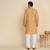 Floral printed cotton blend beige kurta with pyjamas