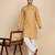 Floral printed cotton blend beige kurta with pyjamas