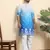 Cotton blend ombre printed blue kurta with pyjamas